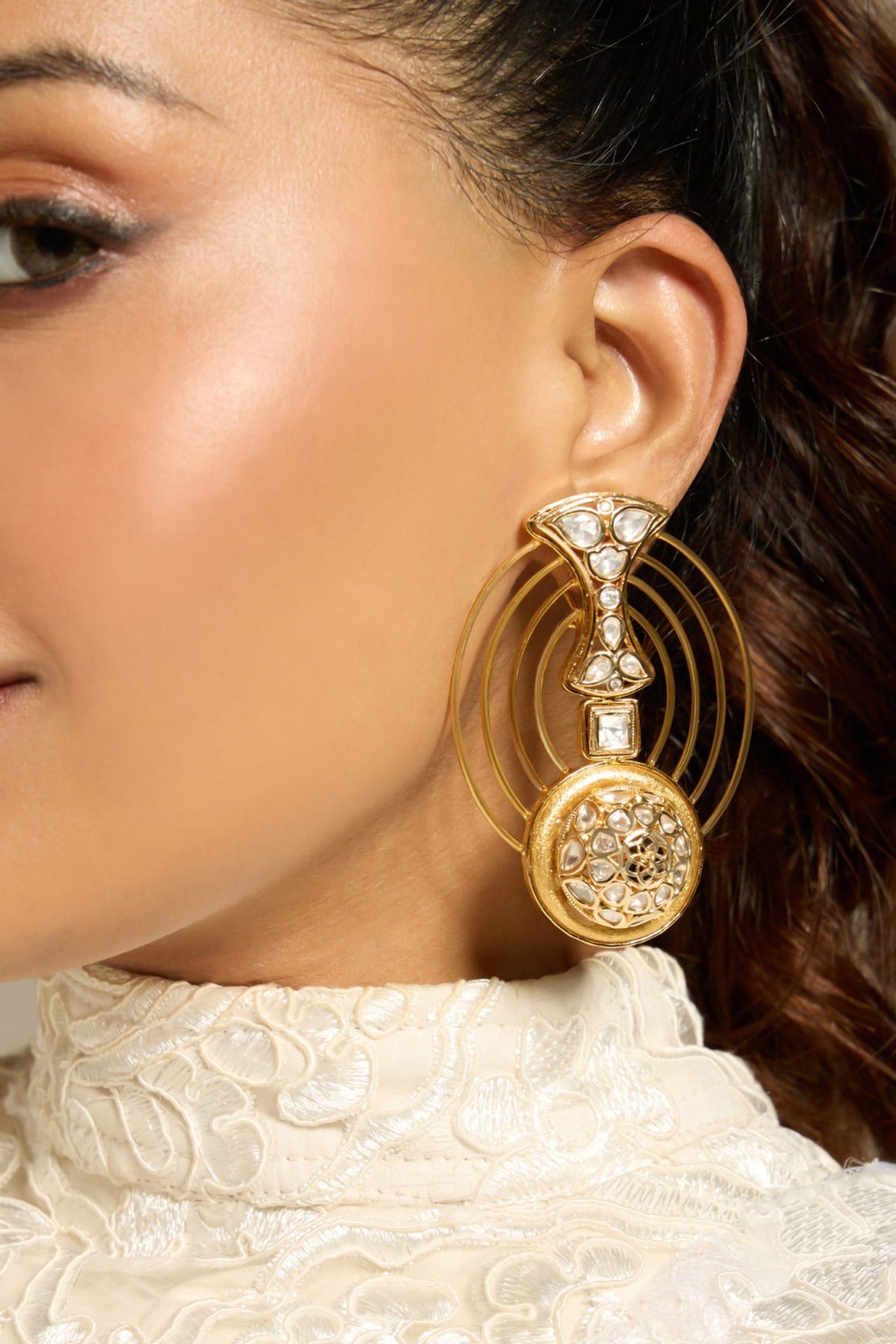 Kundan Elegance Hoops 