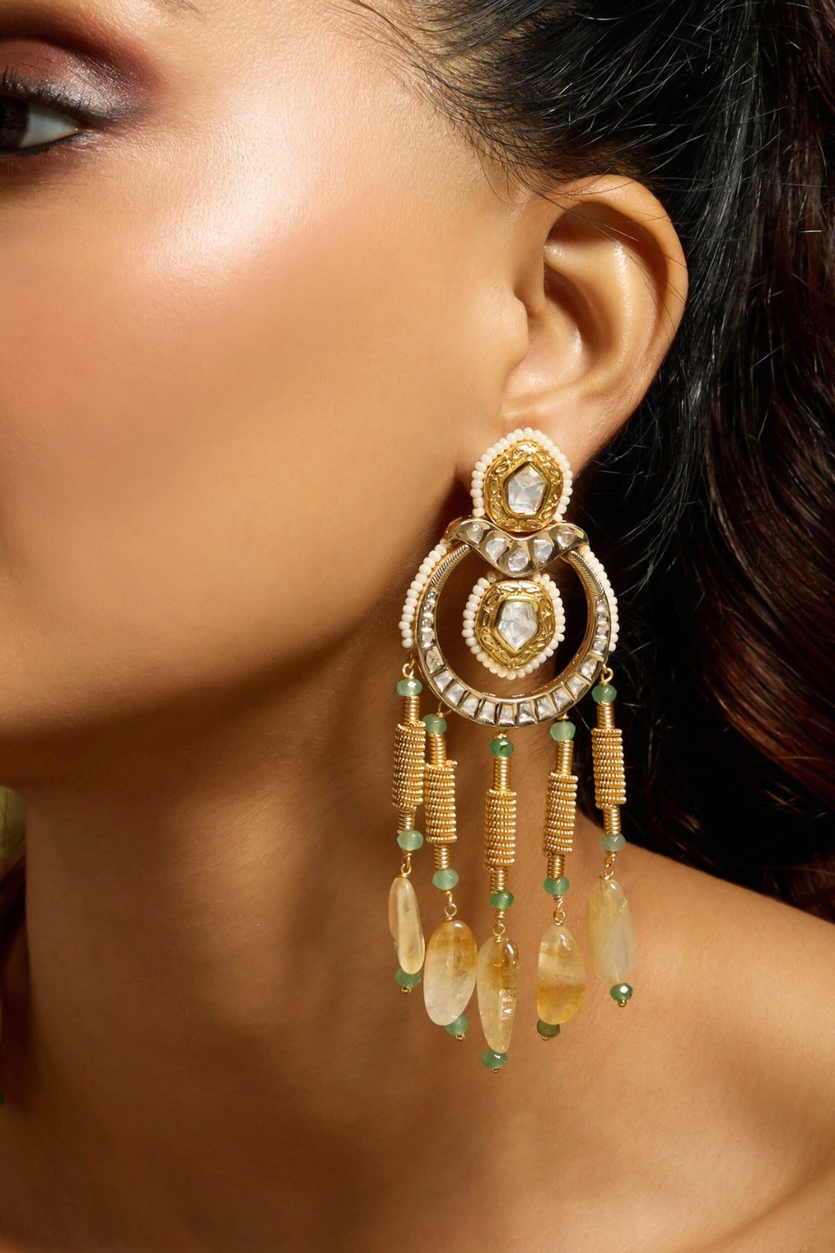 Heritage Half Crescent Carved Earrings 
