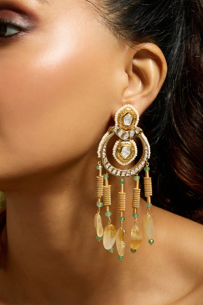 Heritage Half Crescent Carved Earrings 