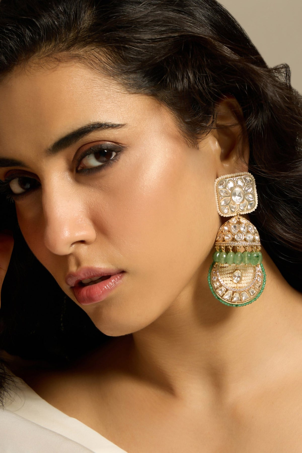 Bead & Polki Embellished Earrings 