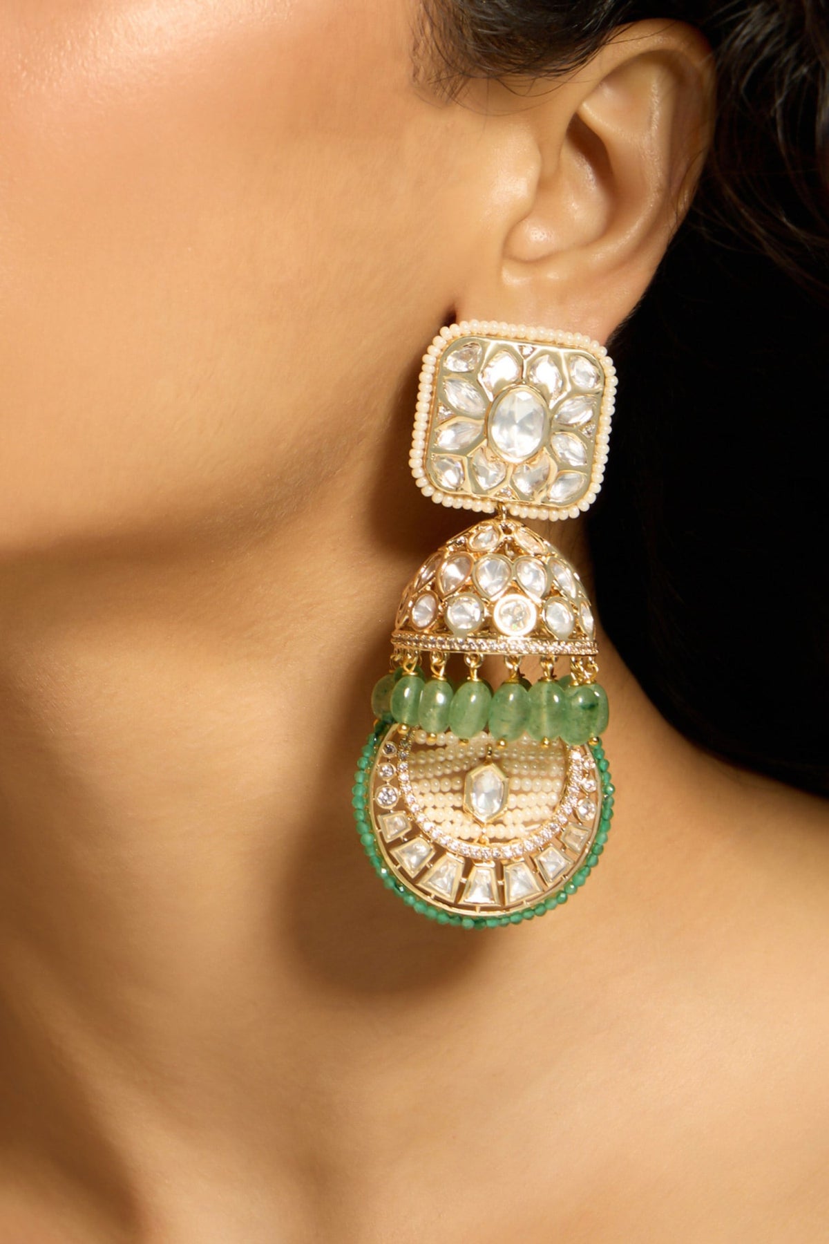 Bead & Polki Embellished Earrings 
