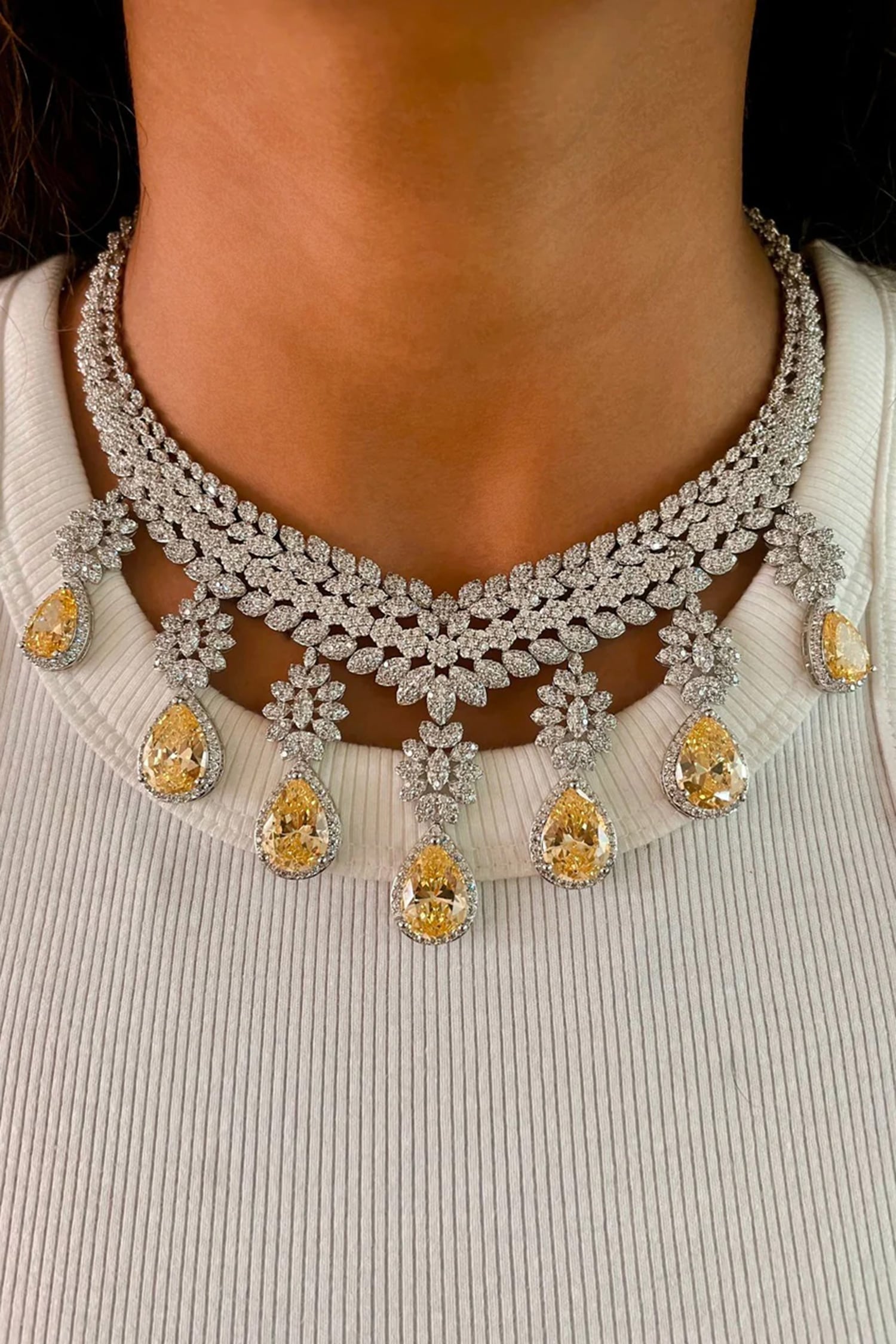 Crystal Embellished Necklace Set 