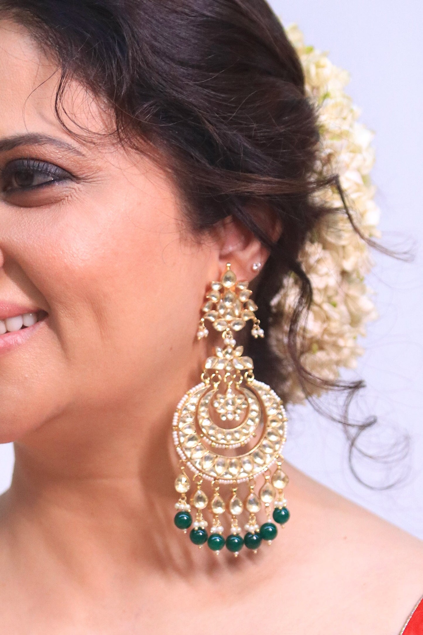 Stone Embellished Half Moon Chaandbalis 