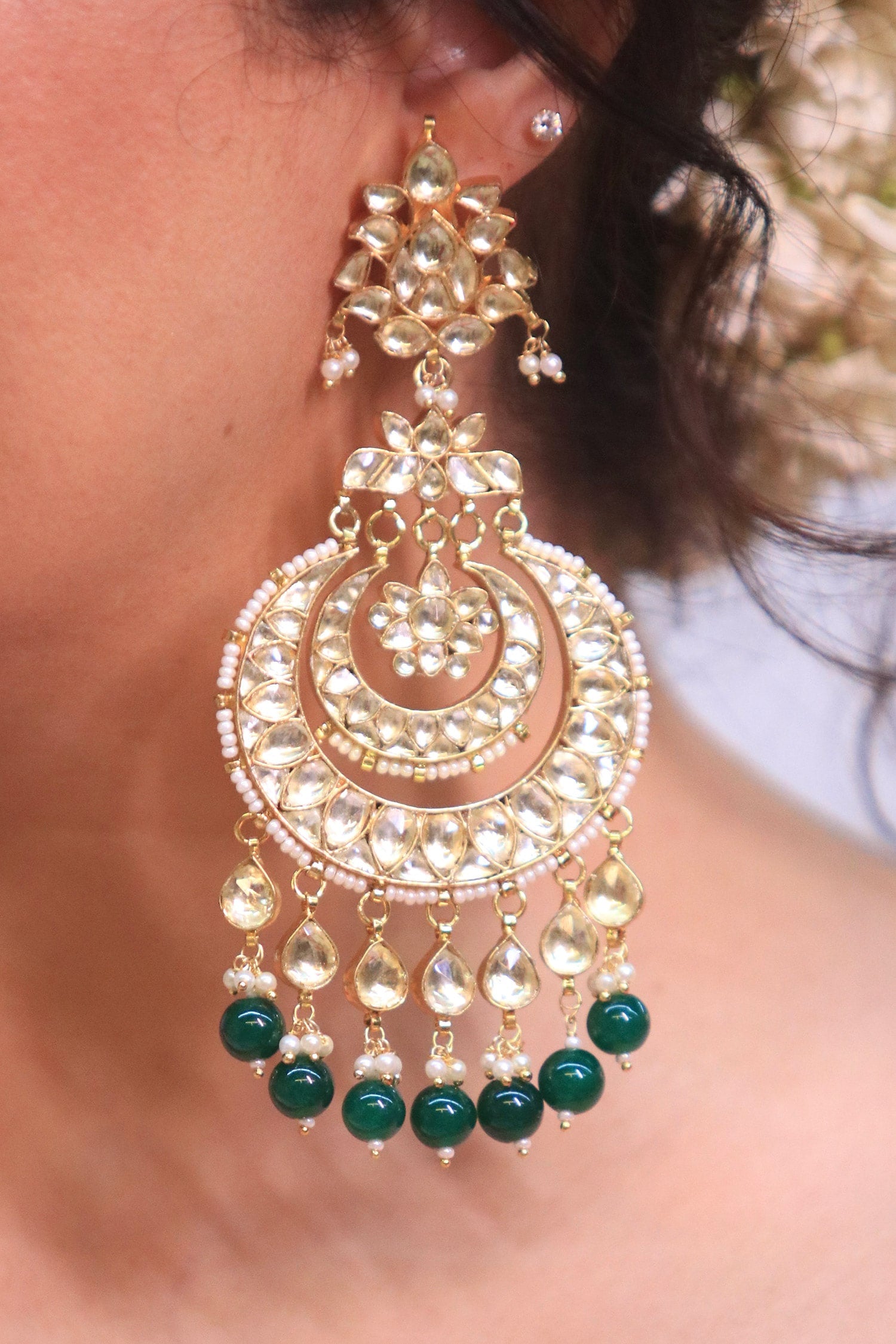 Stone Embellished Half Moon Chaandbalis 