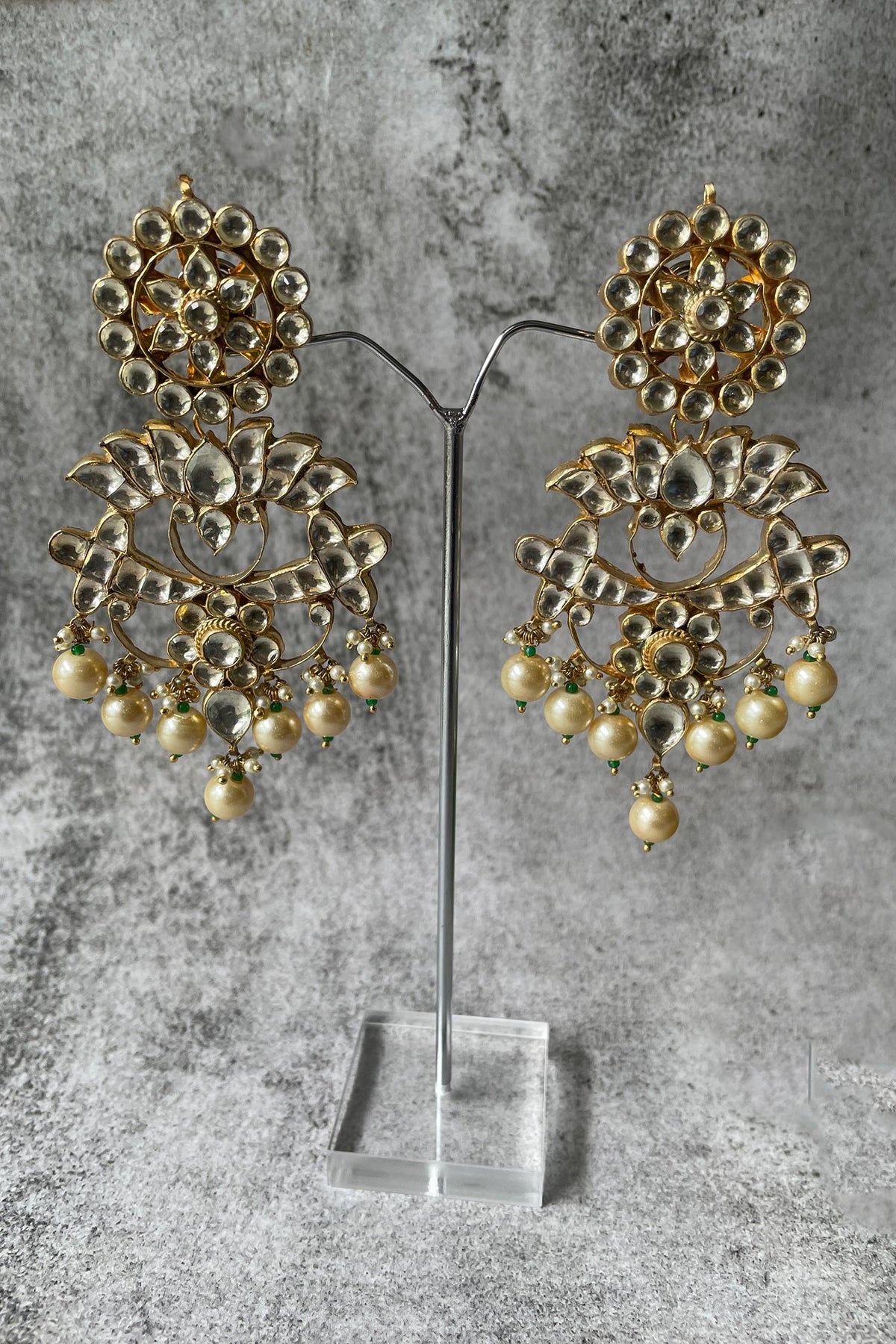 Lotus Vine Stone Embellished Earrings 