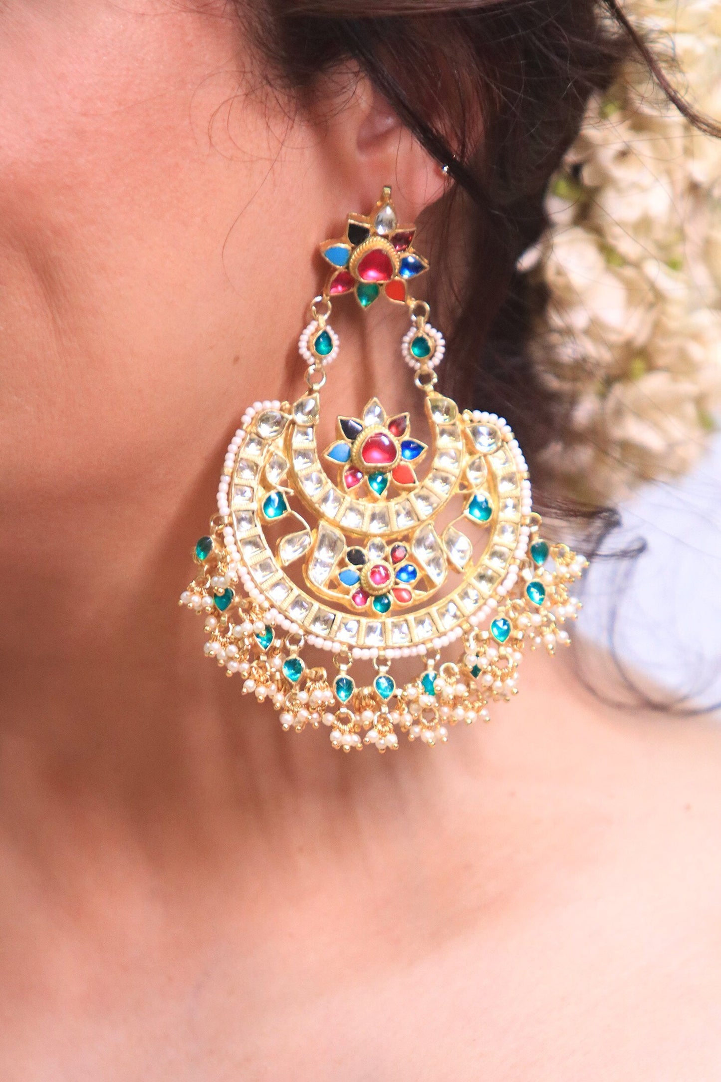 Double Half Moon Embellished Chaandbalis 
