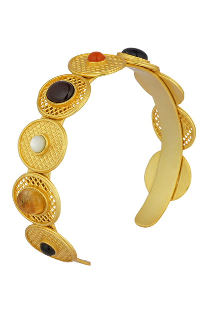 Navratan Stone Embellished Cuff Bracelet 