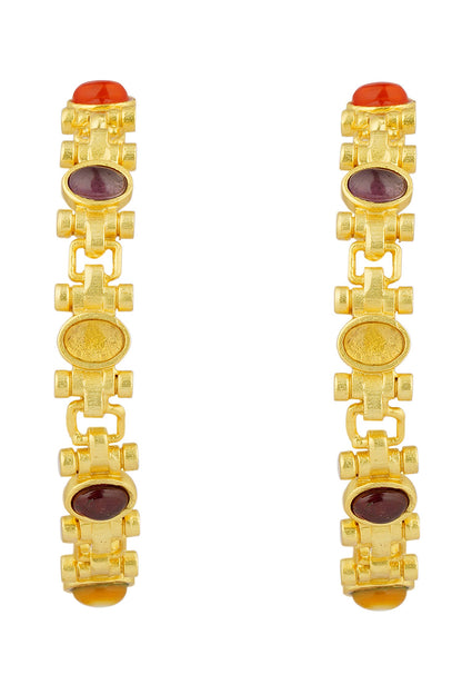 Navratan Stone Studded Hoops 