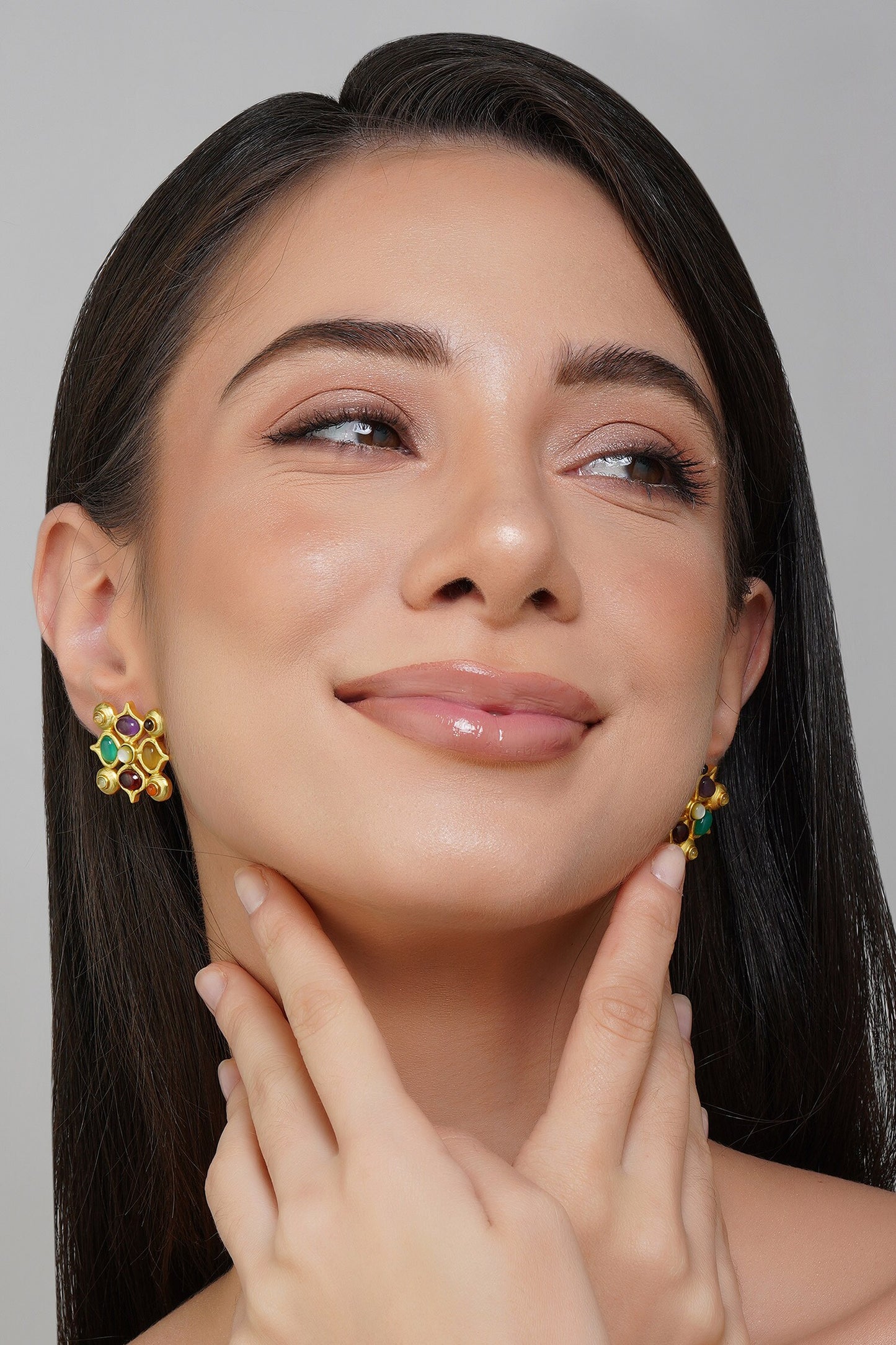 Geometric Carved Stud Earrings 
