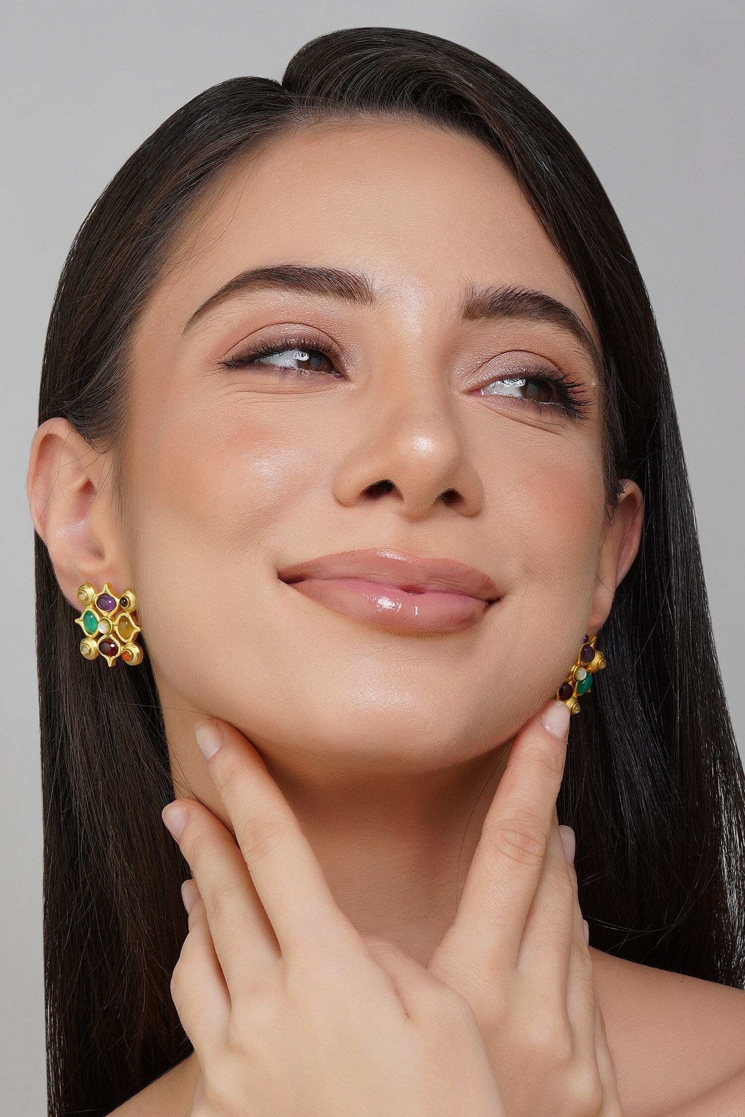 Geometric Carved Stud Earrings 
