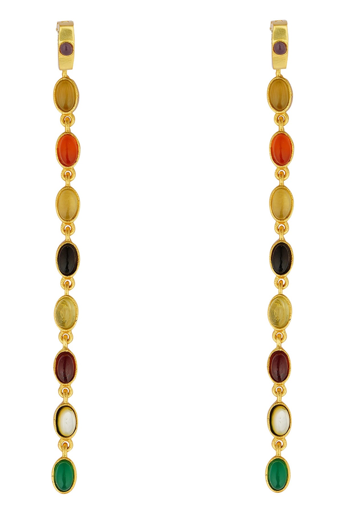 Power Chain Stone Embellished Hoop Earrings 