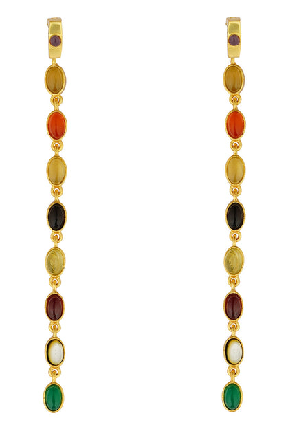 Power Chain Stone Embellished Hoop Earrings 