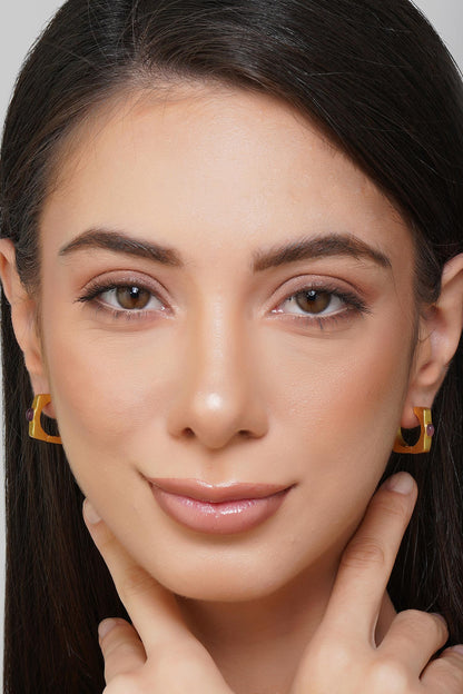 Power Chain Stone Embellished Hoop Earrings 