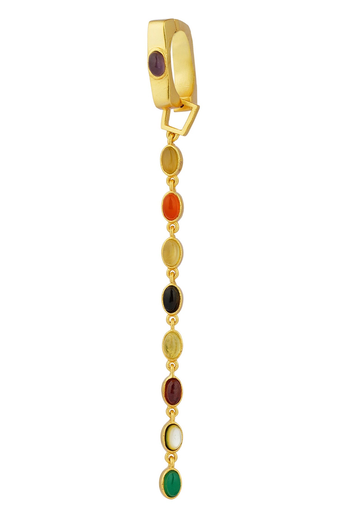 Power Chain Stone Embellished Hoop Earrings 