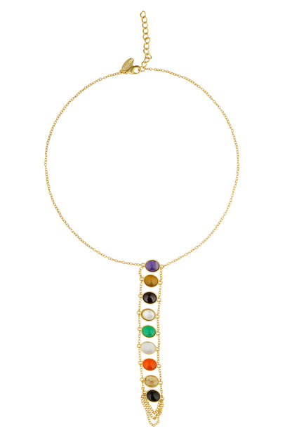 Power Within Navratan Lariat Necklace 