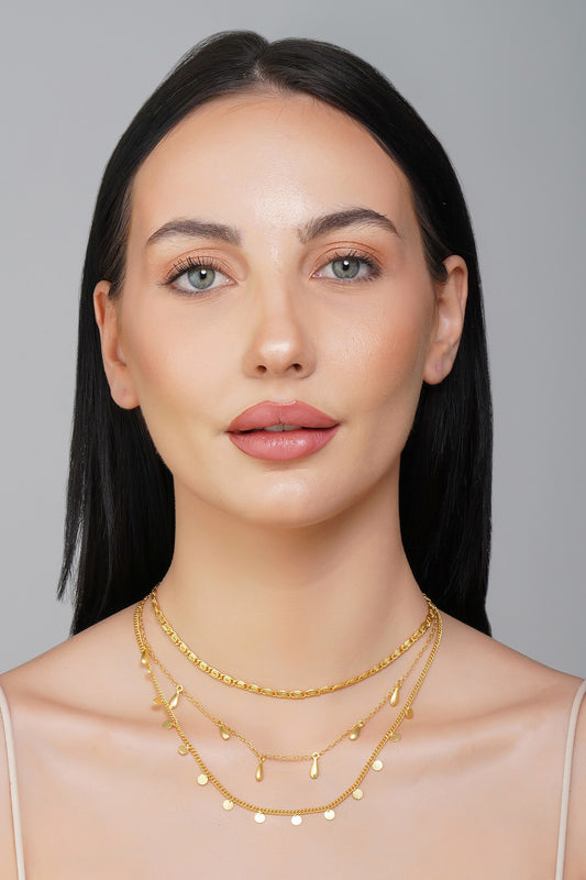 Ethereal Geometric Carved Layered Necklace 