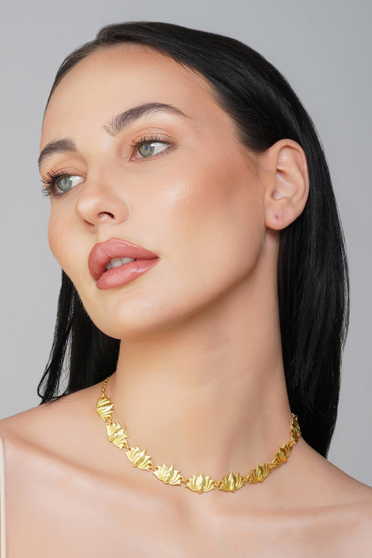 Tranquil Moods Lotus Carved Choker 