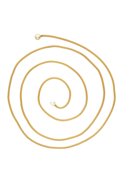 Whispering Pearl Embellished Wrape Necklace 