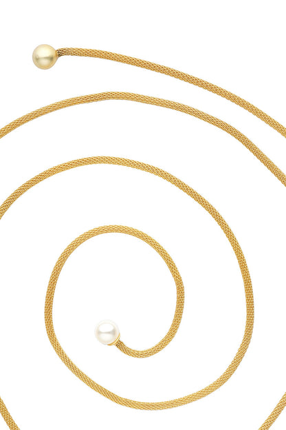 Whispering Pearl Embellished Wrape Necklace 