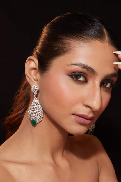 Zircon Studded Dangler Earrings 