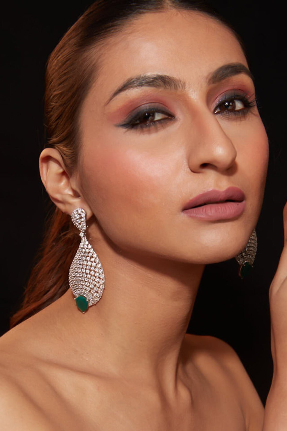 Zircon Studded Dangler Earrings 