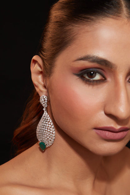Zircon Studded Dangler Earrings 