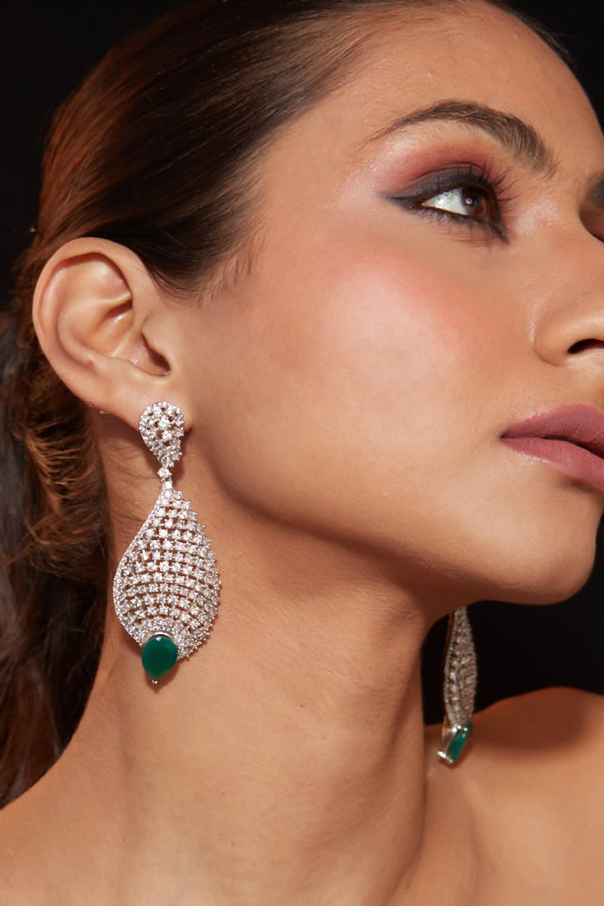Zircon Studded Dangler Earrings 