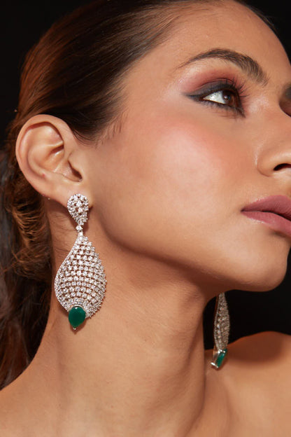 Zircon Studded Dangler Earrings 