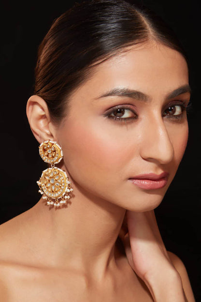 Kundan Studded Double Circle Earrings 