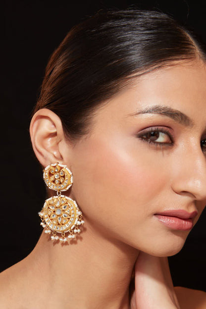 Kundan Studded Double Circle Earrings 