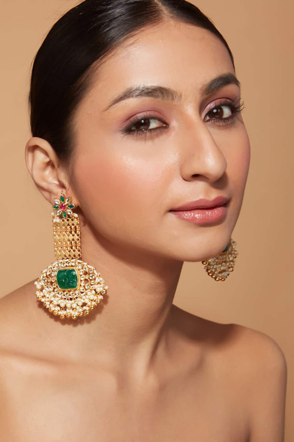 Kundan Studded Evil Eye Pattern Earrings 