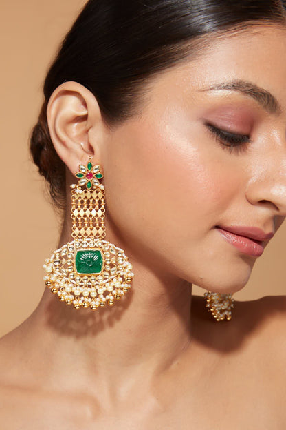 Kundan Studded Evil Eye Pattern Earrings 