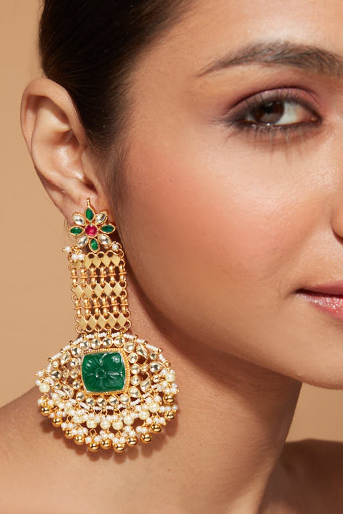Kundan Studded Evil Eye Pattern Earrings 