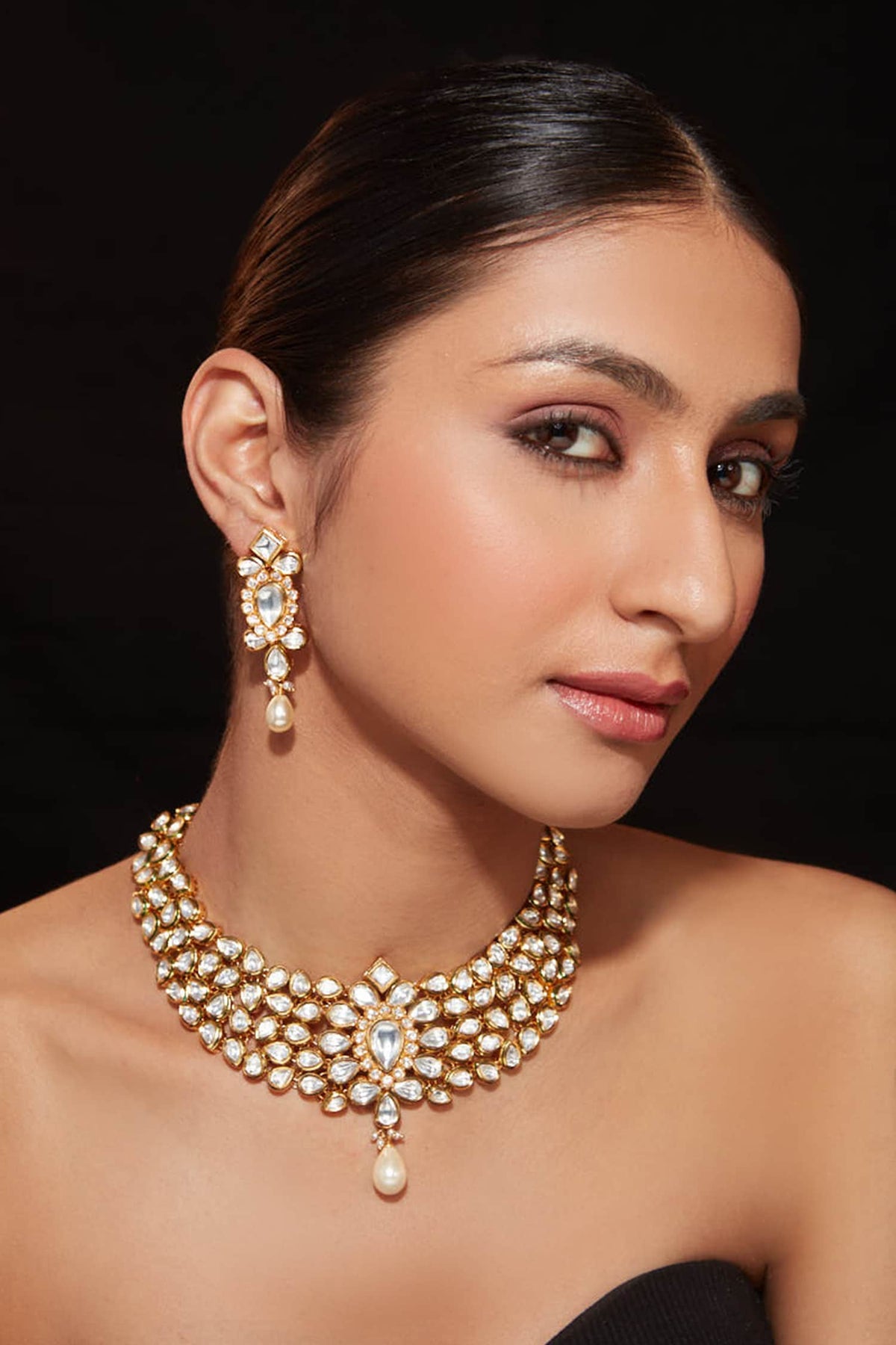 Kundan Embellished Cluster Choker Set 