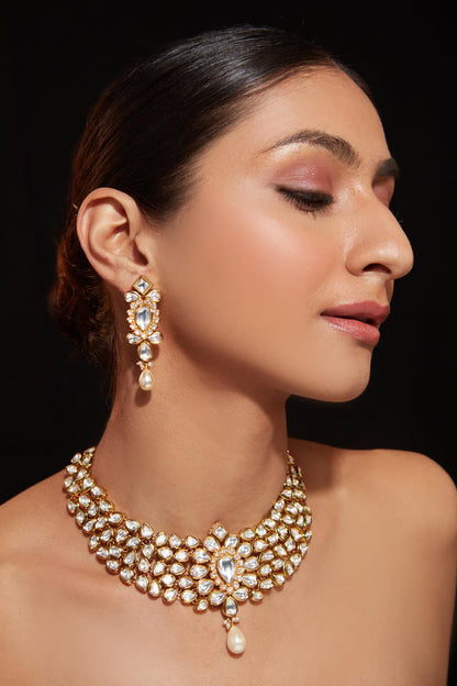 Kundan Embellished Cluster Choker Set 