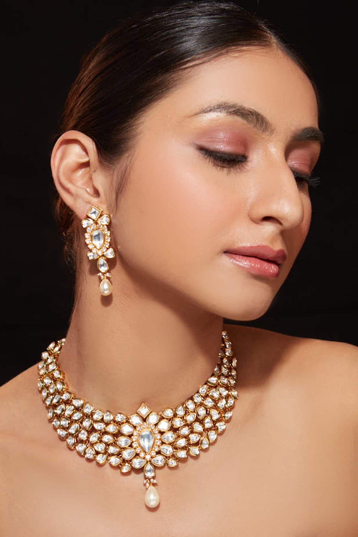 Kundan Embellished Cluster Choker Set 