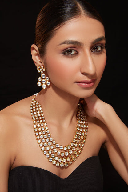 Kundan Embellished Multi-Layer Necklace Set 
