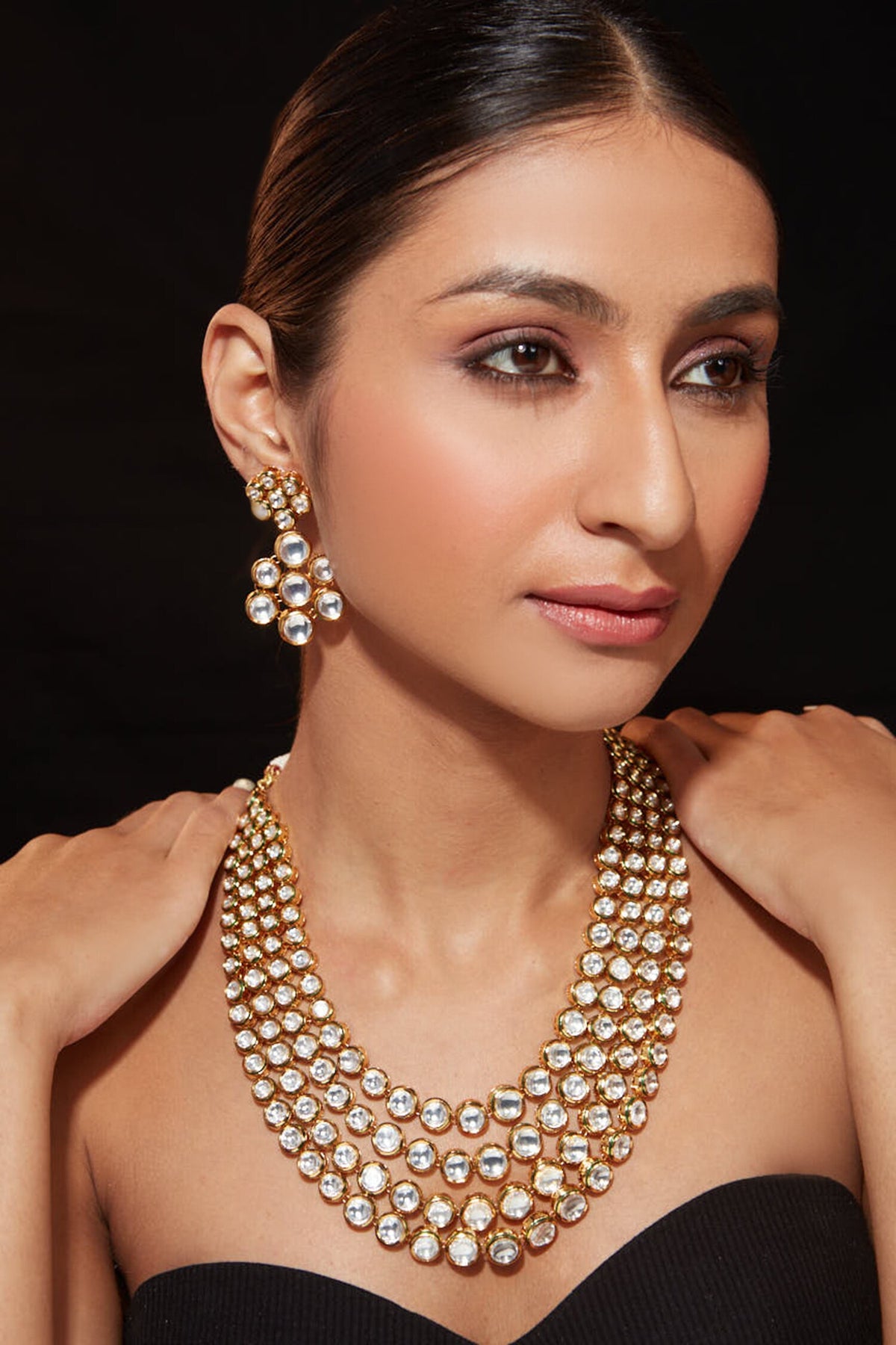 Kundan Embellished Multi-Layer Necklace Set 