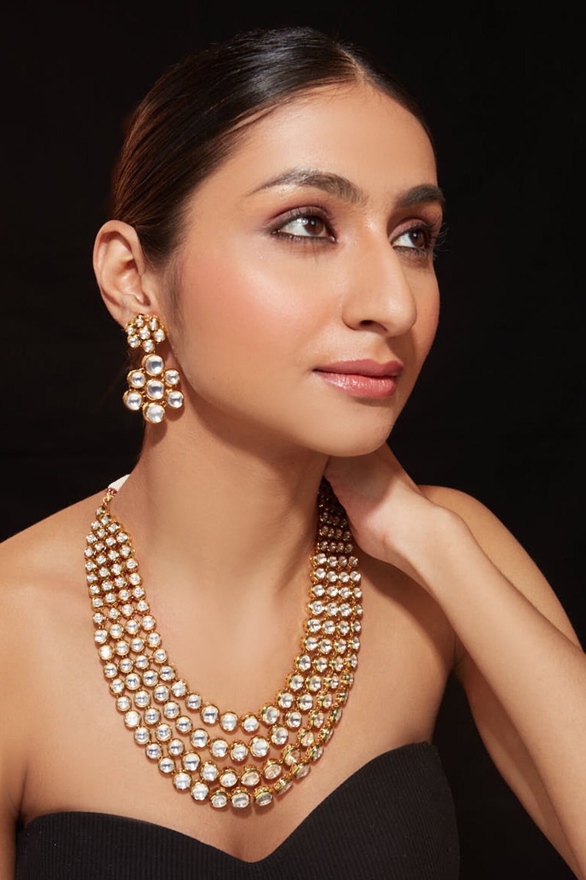Kundan Embellished Multi-Layer Necklace Set 