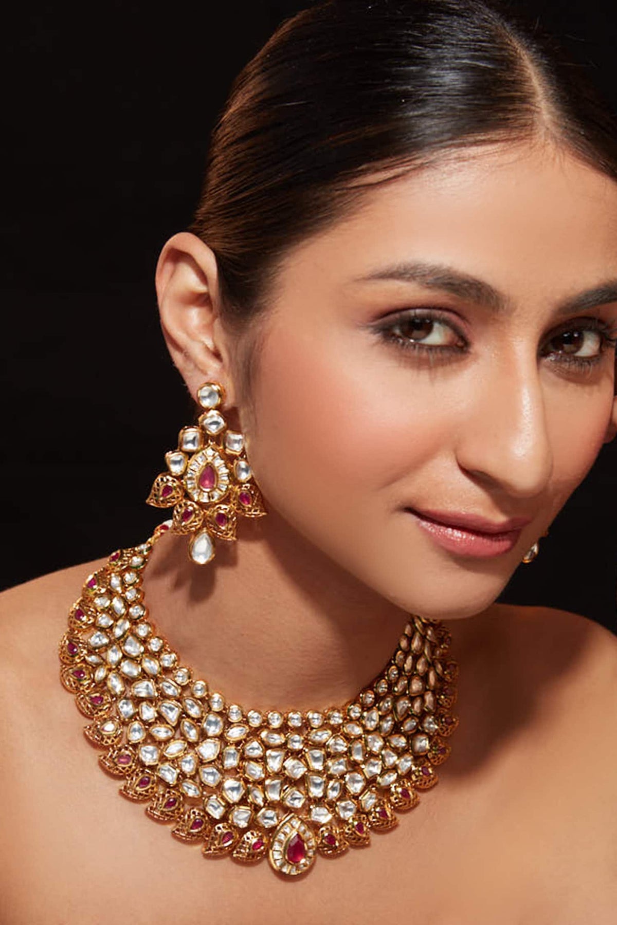 Kundan Floral Cluster Choker Set 
