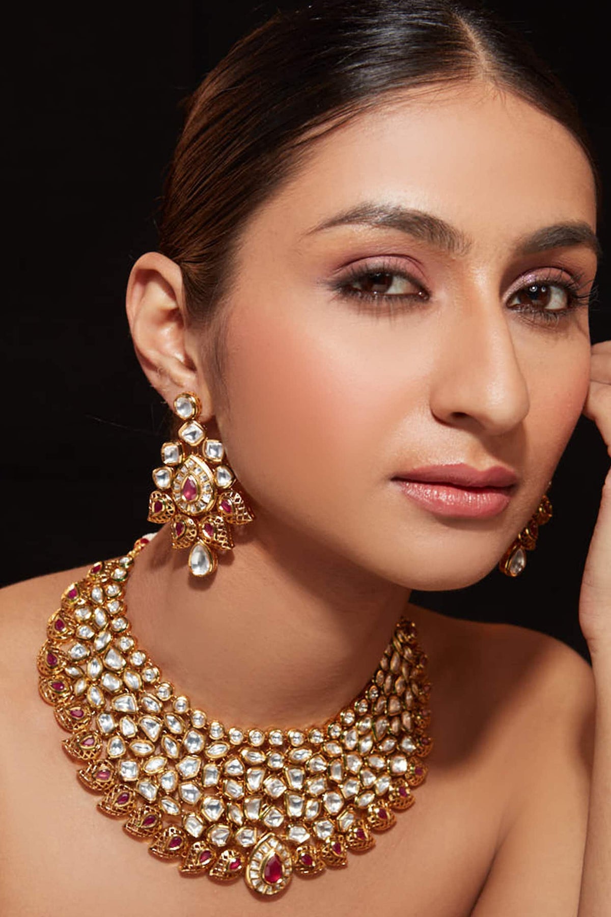 Kundan Floral Cluster Choker Set 