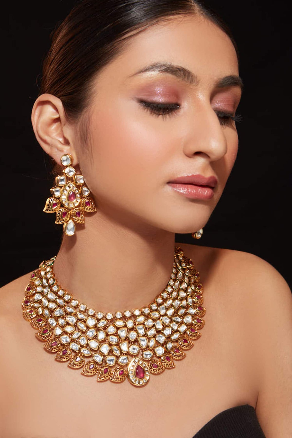 Kundan Floral Cluster Choker Set 