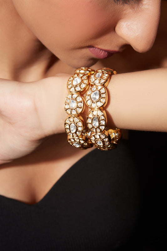 Kundan Polki Embellished Bangle - Set of 2 