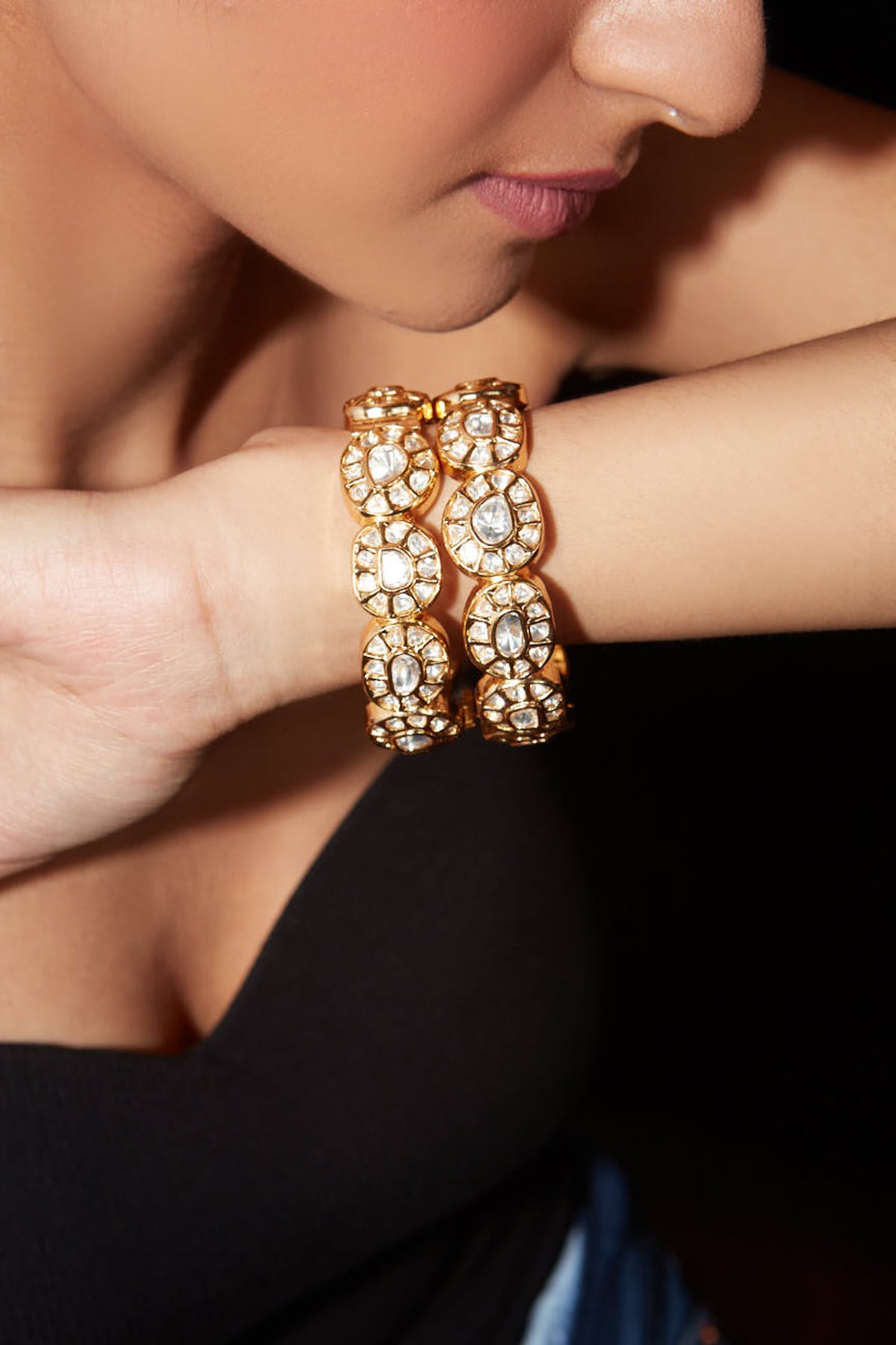 Kundan Polki Embellished Bangle - Set of 2 