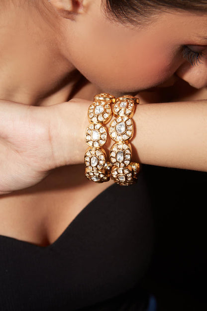 Kundan Polki Embellished Bangle - Set of 2 