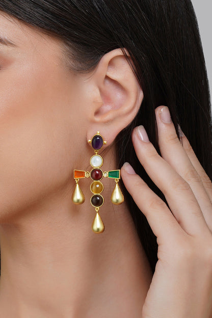 Navratan Stone Studded Earrings 