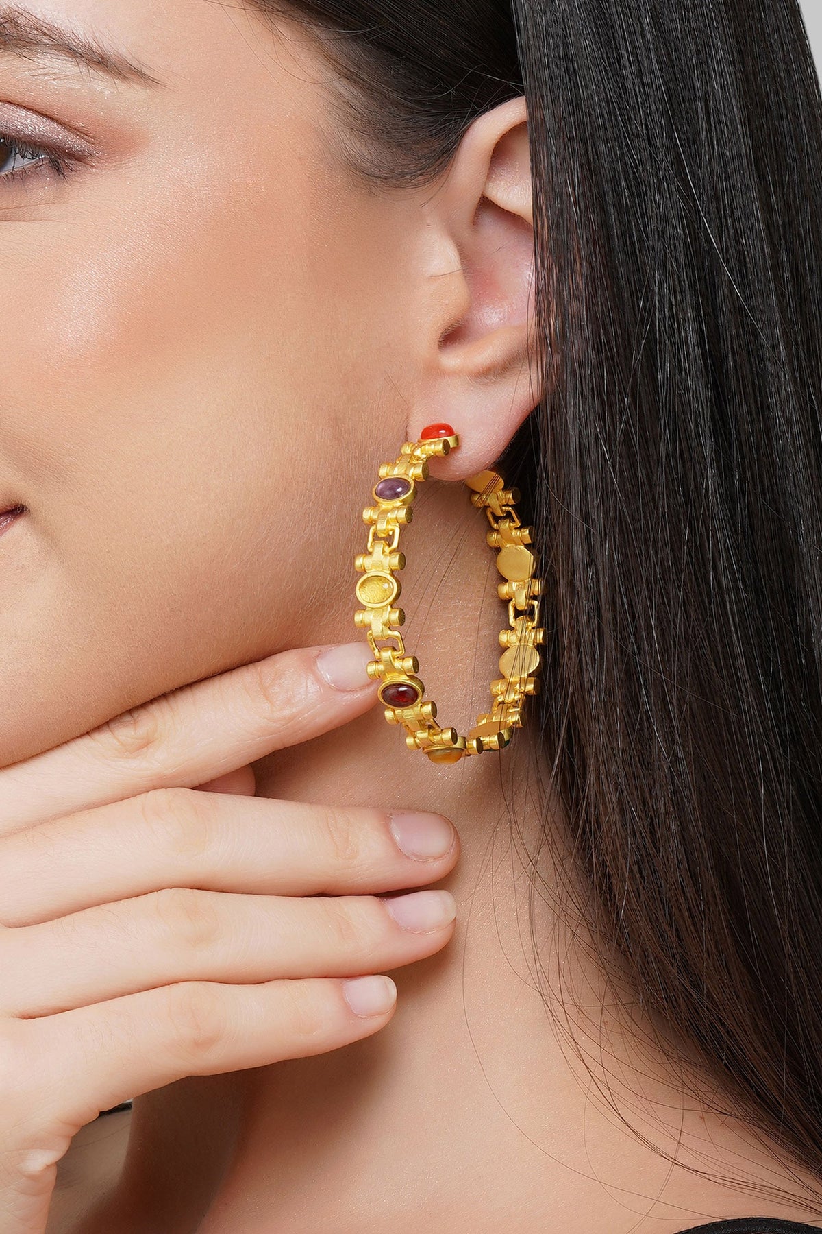 Navratan Stone Studded Hoops 