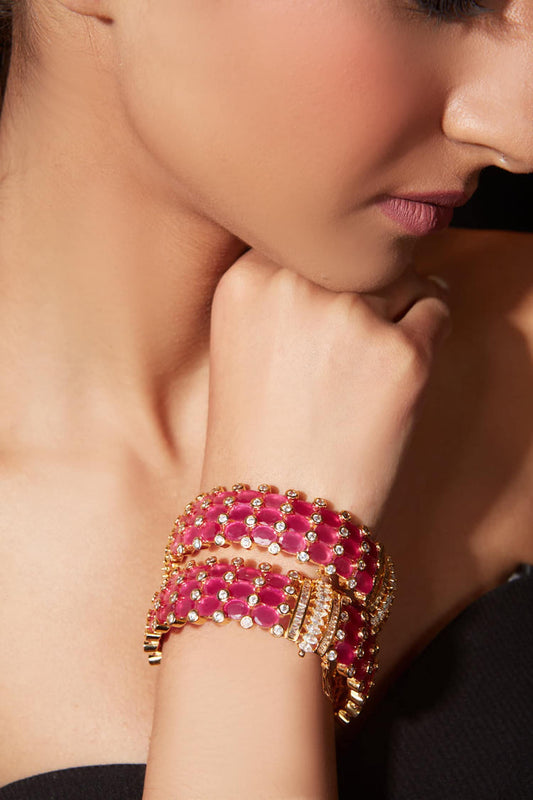 Zirconia Studded Bangle - Set of 2 