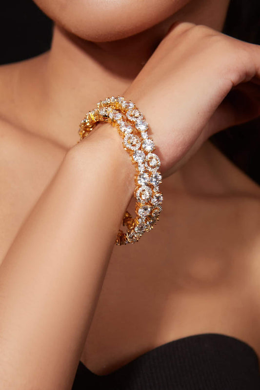 Zirconia Embellished Bangle - Set of 2 