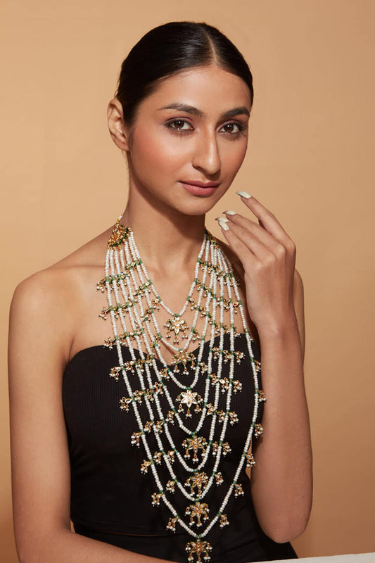 Kundan Studded Floral Multi-Layer Necklace 